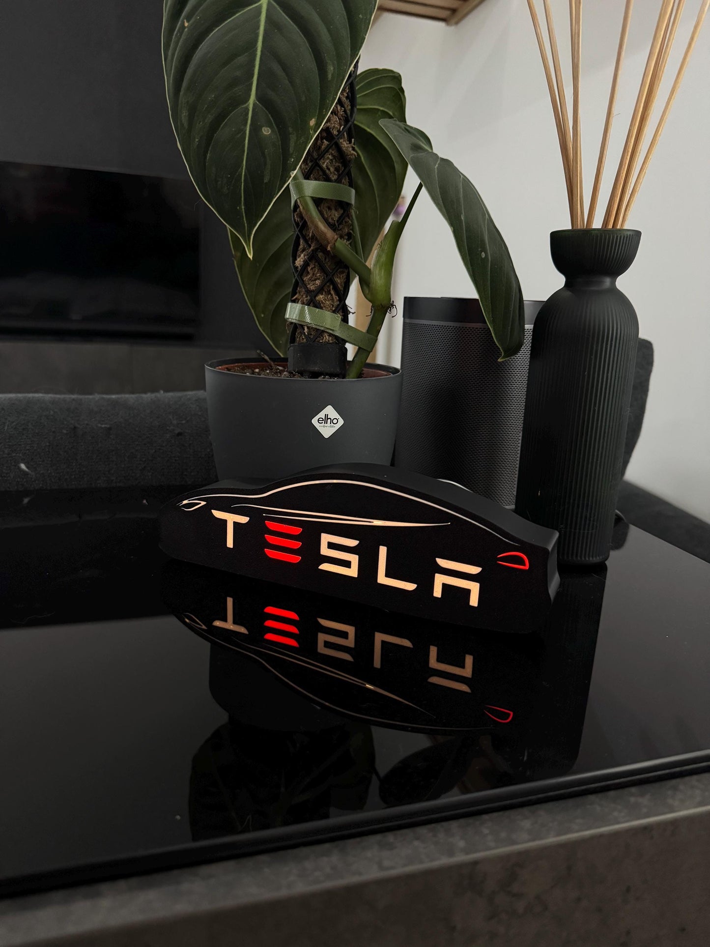 Tesla Lightbox – Stilvolle Silhouette mit ikonischem Schriftzug