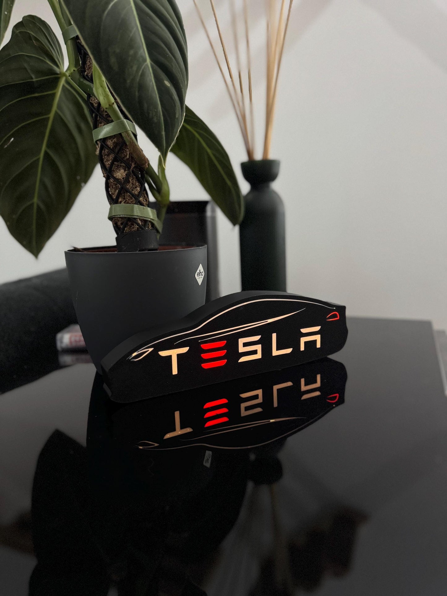 Tesla Lightbox – Stilvolle Silhouette mit ikonischem Schriftzug