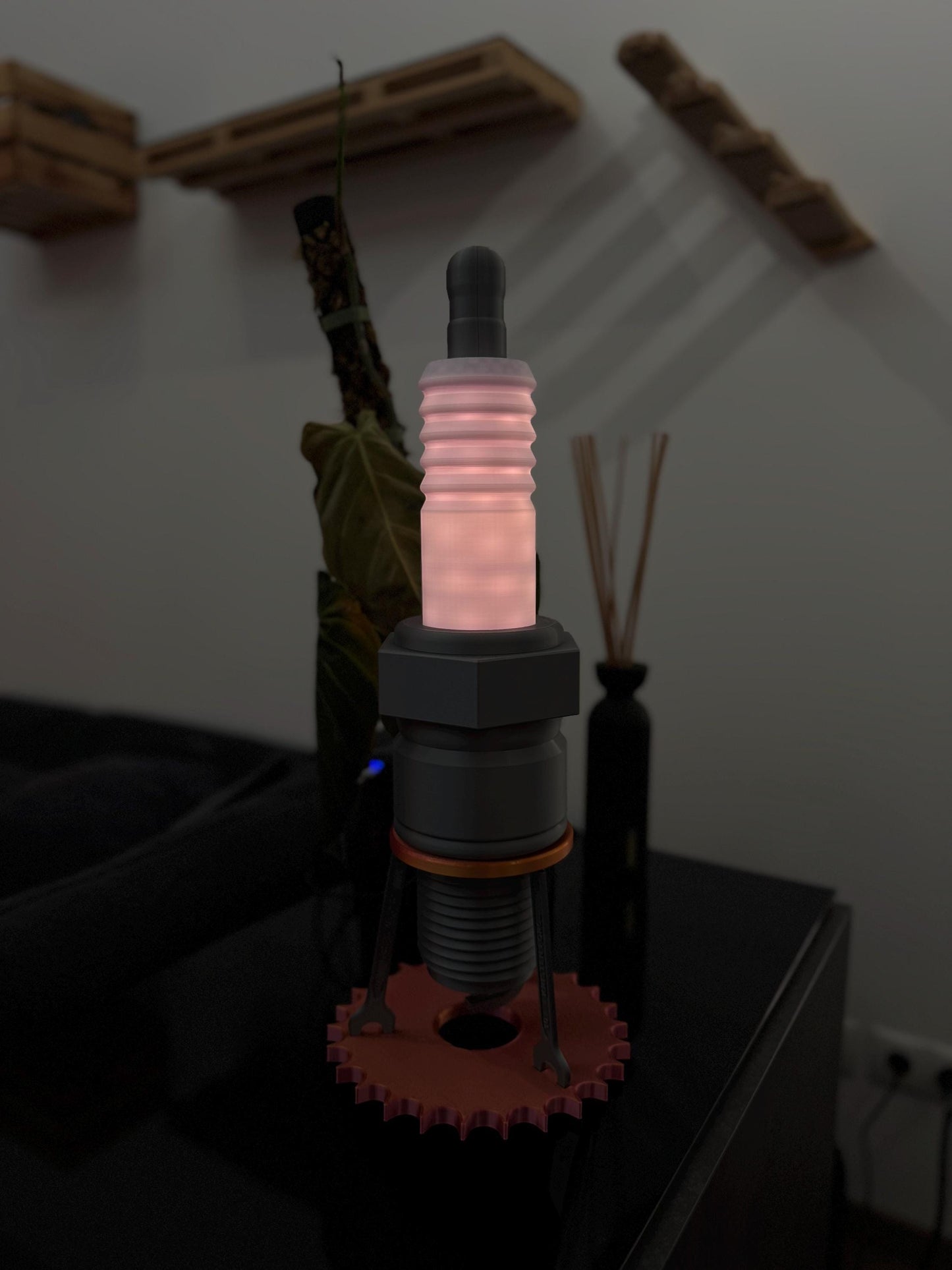 3D-gedruckte Zündkerze (50 cm x 14 cm) – Einzigartige Deko mit LED-Option