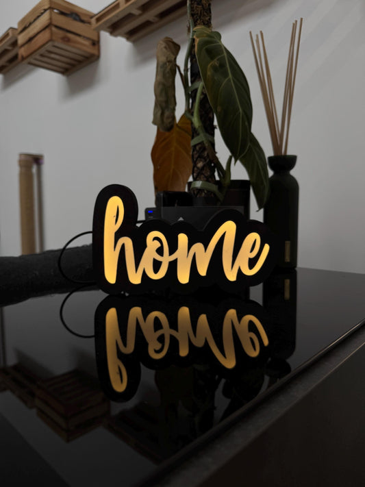 Gemütliche Lightbox mit Schriftzug 'Home' – Dekoratives Highlight für Dein Zuhause