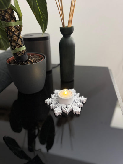 Schneeflocken Teelichthalter – Perfekte Winter-Deko für LED-Kerzen