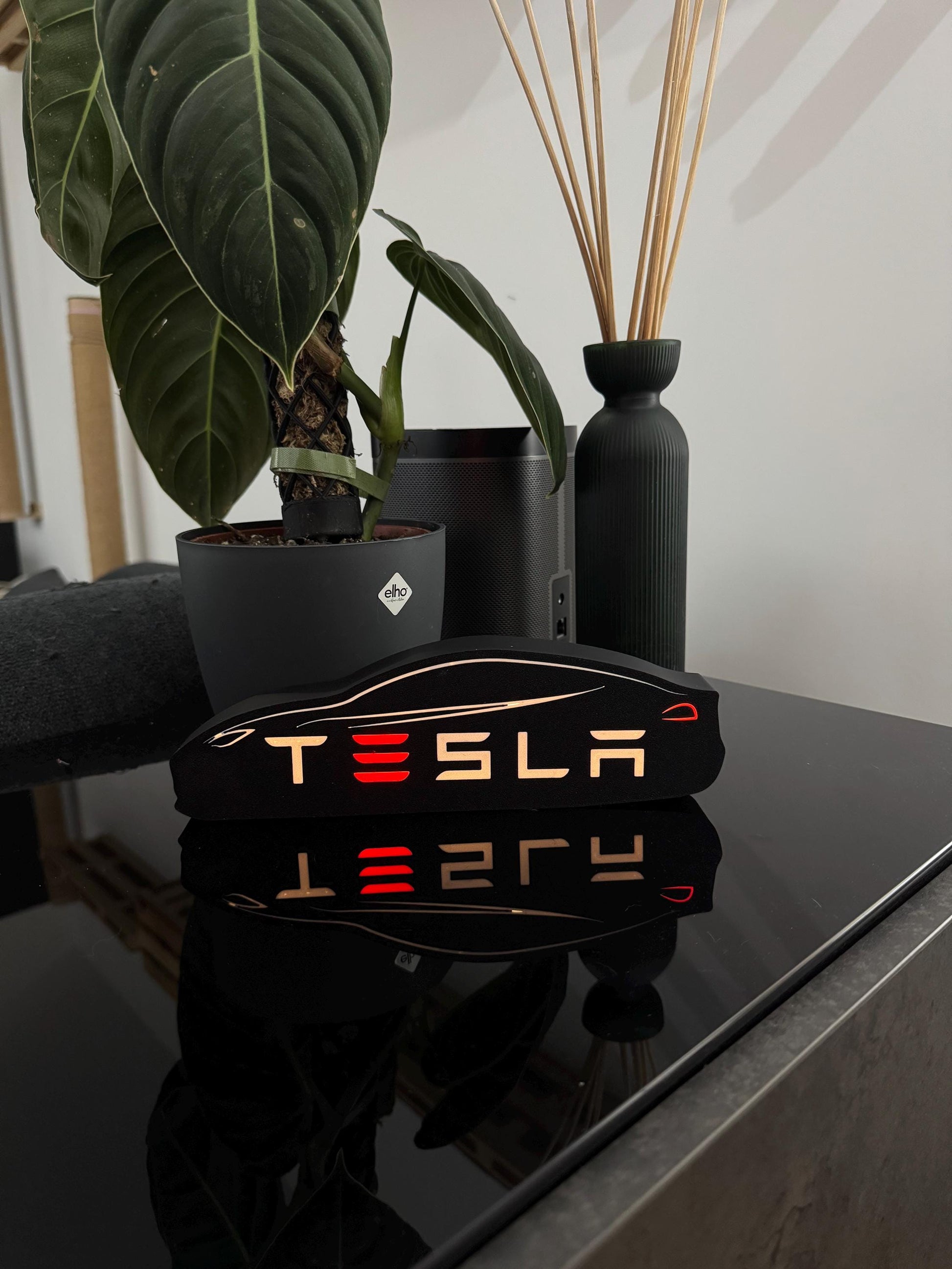 Tesla Lightbox – Stilvolle Silhouette mit ikonischem Schriftzug