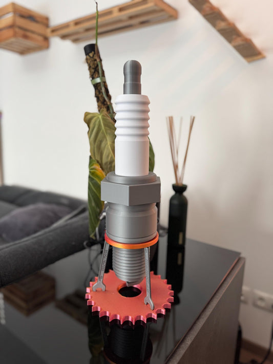 3D-gedruckte Zündkerze (50 cm x 14 cm) – Einzigartige Deko mit LED-Option